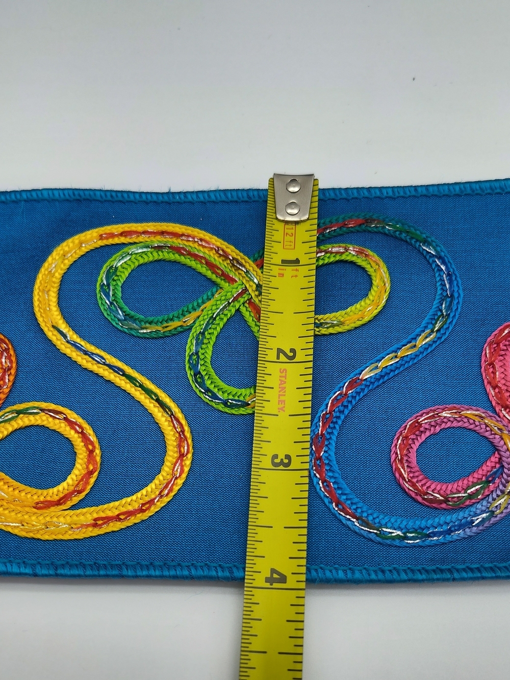 FARRISILK Embroidered Cord Ribbon Blue Multicolor Wired 4" 10 Yards NWT - Picture 6 of 6